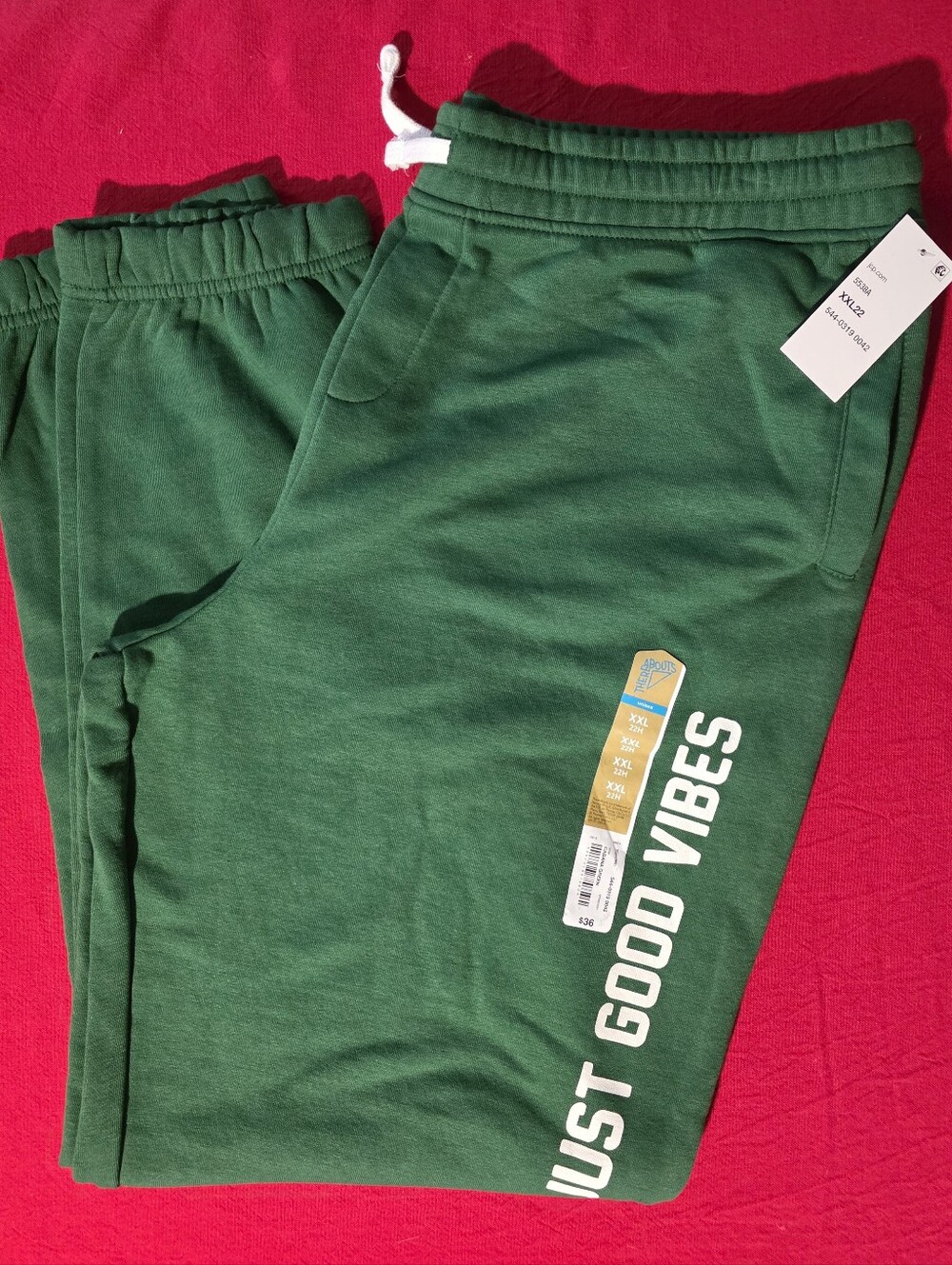 Kids Green 'Just Good Vibes' Jogger Sweatpants with Drawstring